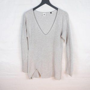 Cabi Deep V Pullover Cotton Side Zip Sweater